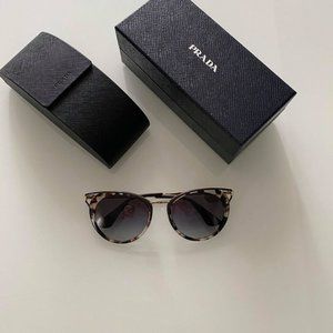 NEW Prada Spotted Opal Brown Cat Eye Sunglasses